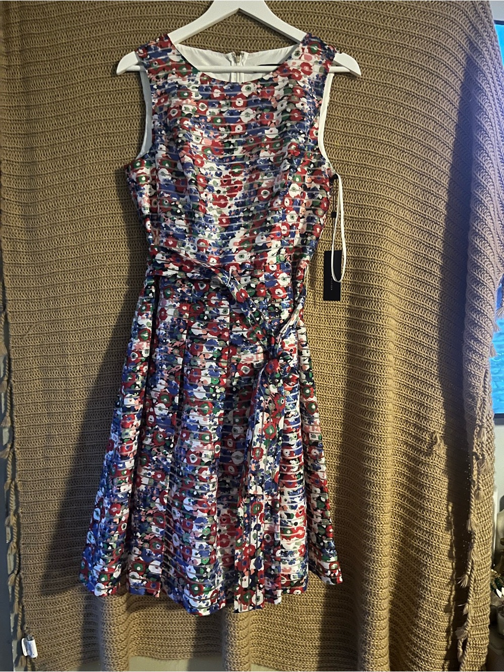 Tommy Hilfiger Sleeveless Floral Midi Dress in Red and Blue